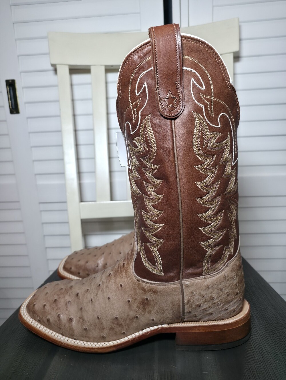 Tony Lama San Saba Full Quill Ostrich Western Boots E9323 Men Size 10.5 D DEFECT